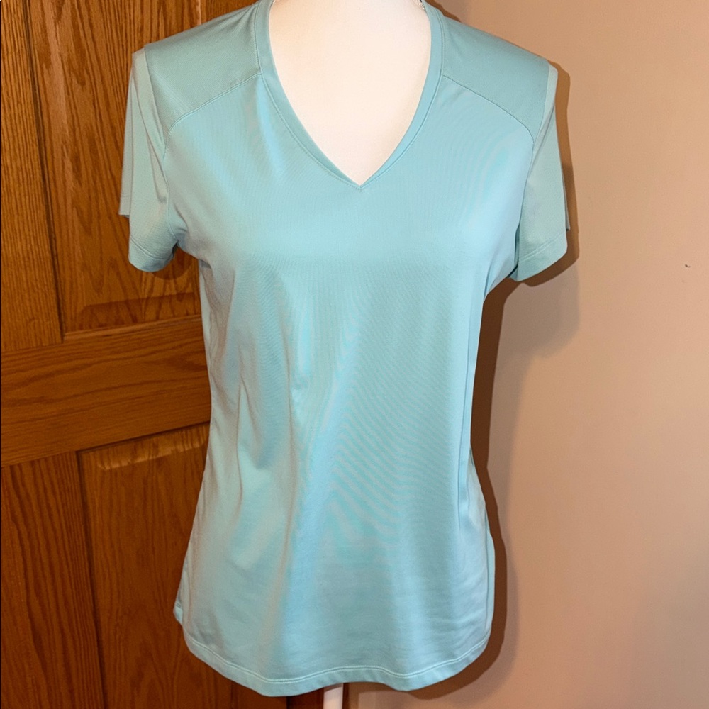 Nike Golf Dri Fit Women's Light Blue V-Neck Tee